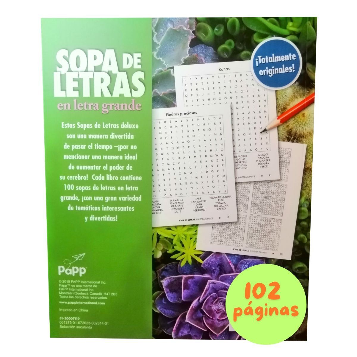 GENERICO - Libro sopa de letras en letra grande para mejorar la memoria - color verde