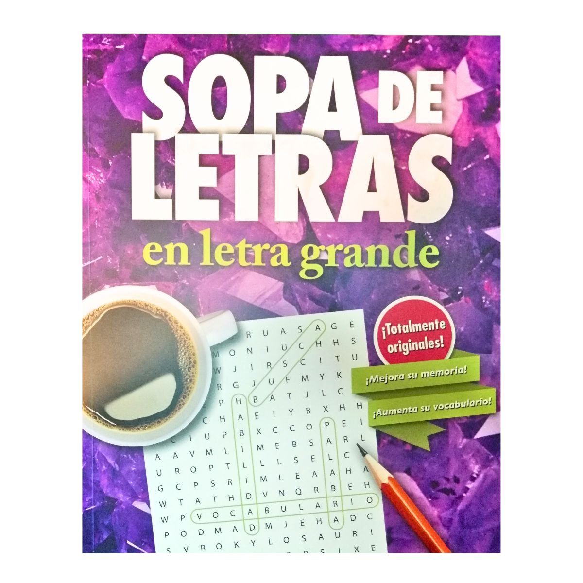 GENERICO - Libro sopa de letras en letra grande - mejorar la memoria - color morado