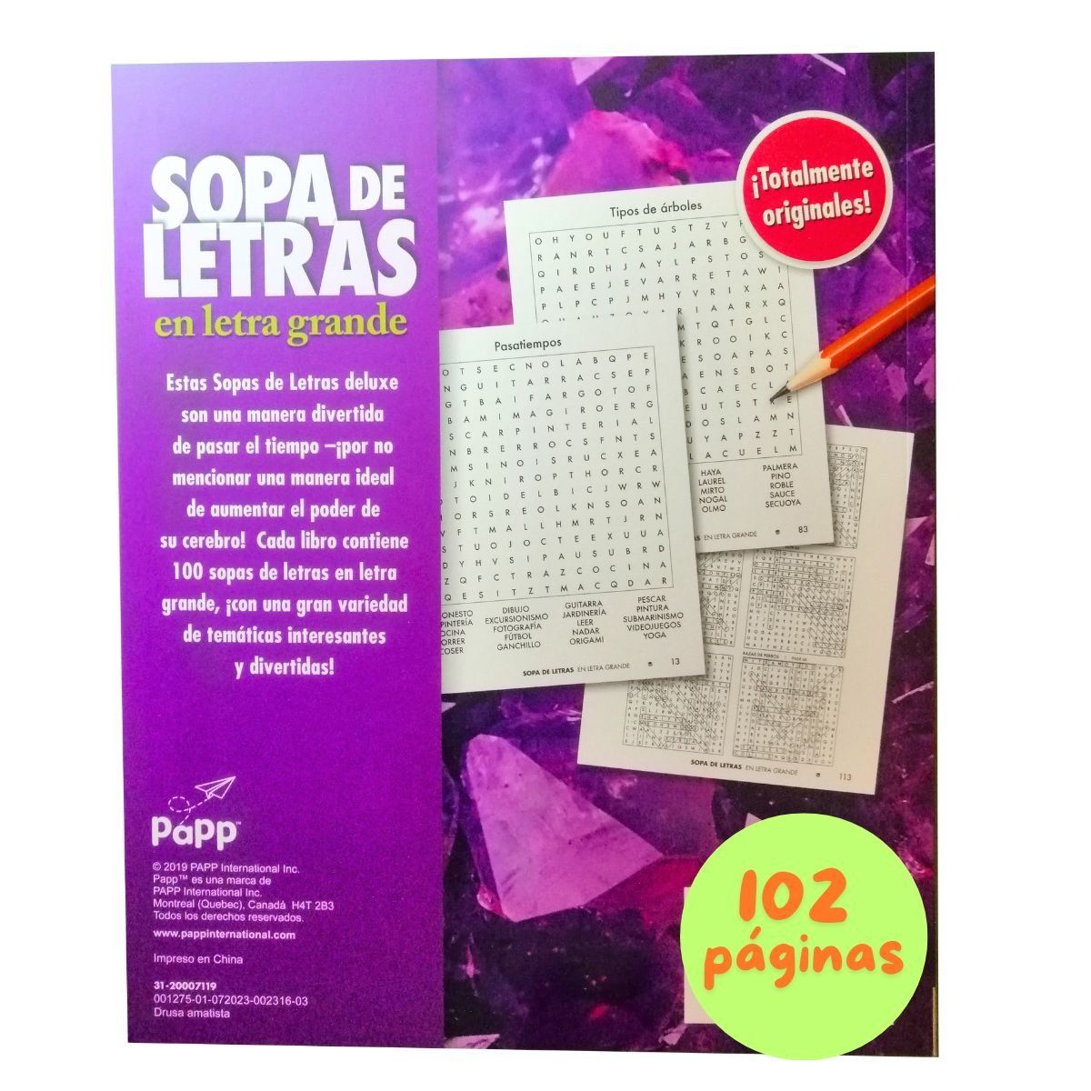 GENERICO - Libro sopa de letras en letra grande - mejorar la memoria - color morado