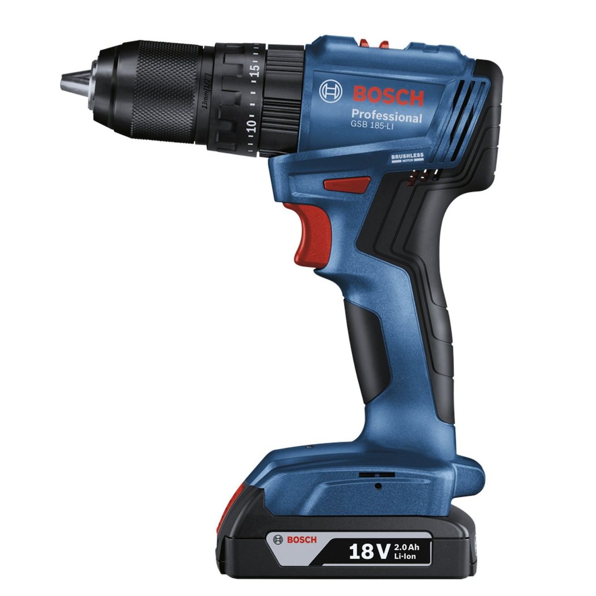 BOSCH - Taladro percutor 18V Inalámbrico GSB 185-LI, 1 Baterías, 23 accesorios