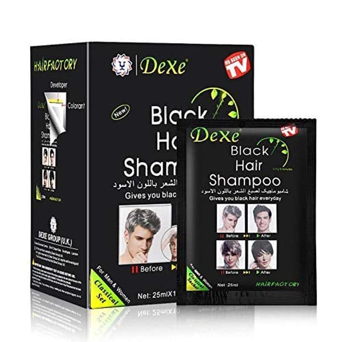 OEM - 10 Unidades De Champ Dexe Para Cabello Negro Tinte Instantaneo