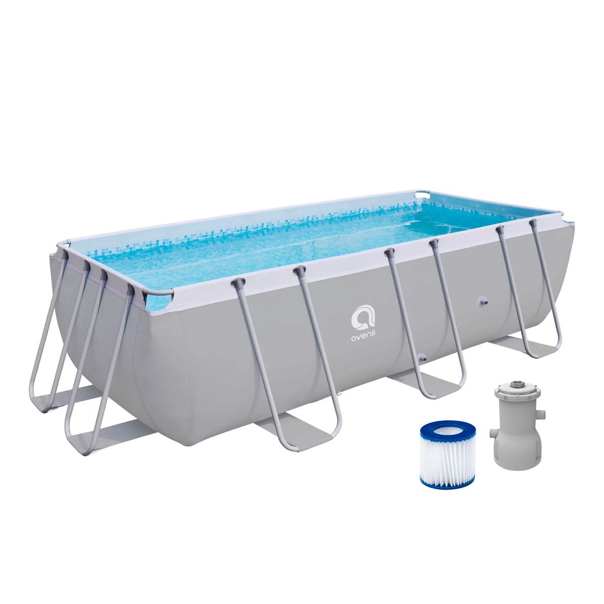 ATLETIS - Piscina con Filtro 8870 Litros Gris 122x400x207 cm Gris
