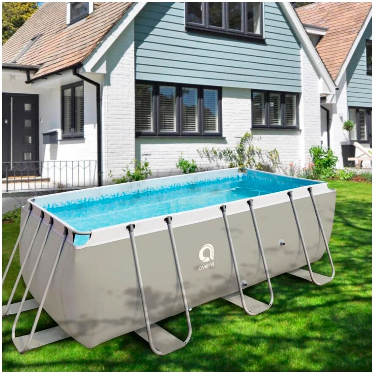 ATLETIS - Piscina con Filtro 8870 Litros Gris 122x400x207 cm Gris