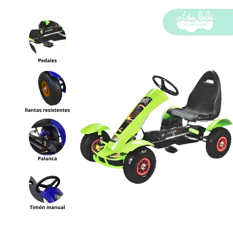 GENERICO - Carrito Chachicar para Niño a Pedal Super Green