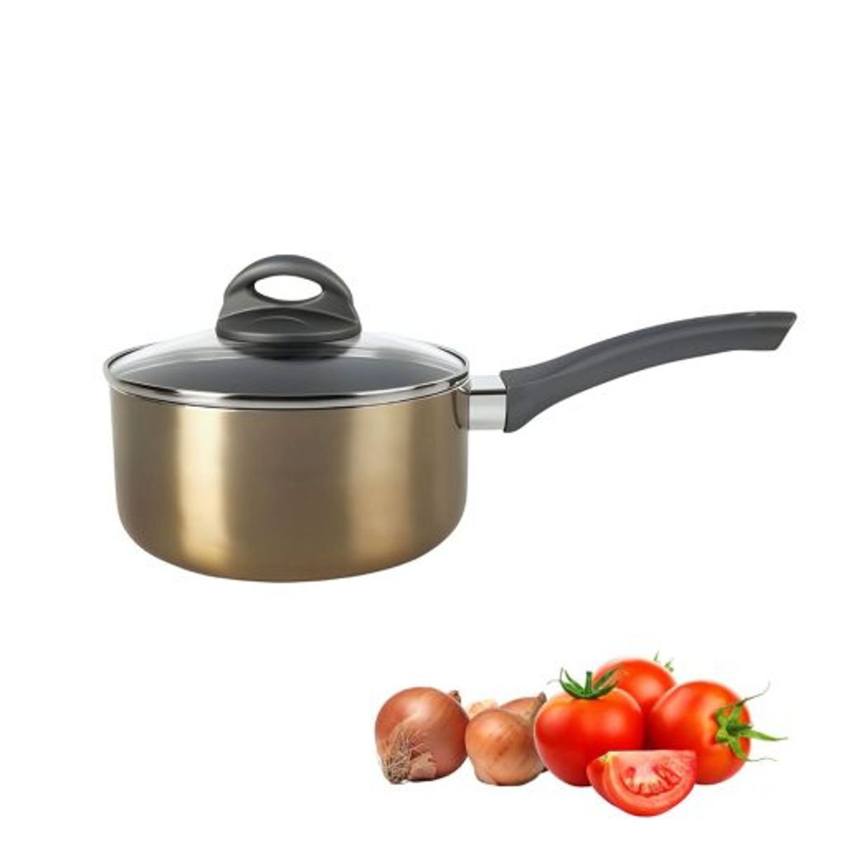 OSTER - Cacerola Oster® Antiadherente 18CM con Tapa Herscher Gold 136802 02