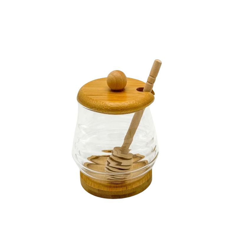 HYGGE - Frasco para Miel con Tapa y Base de Bambú 250 ml