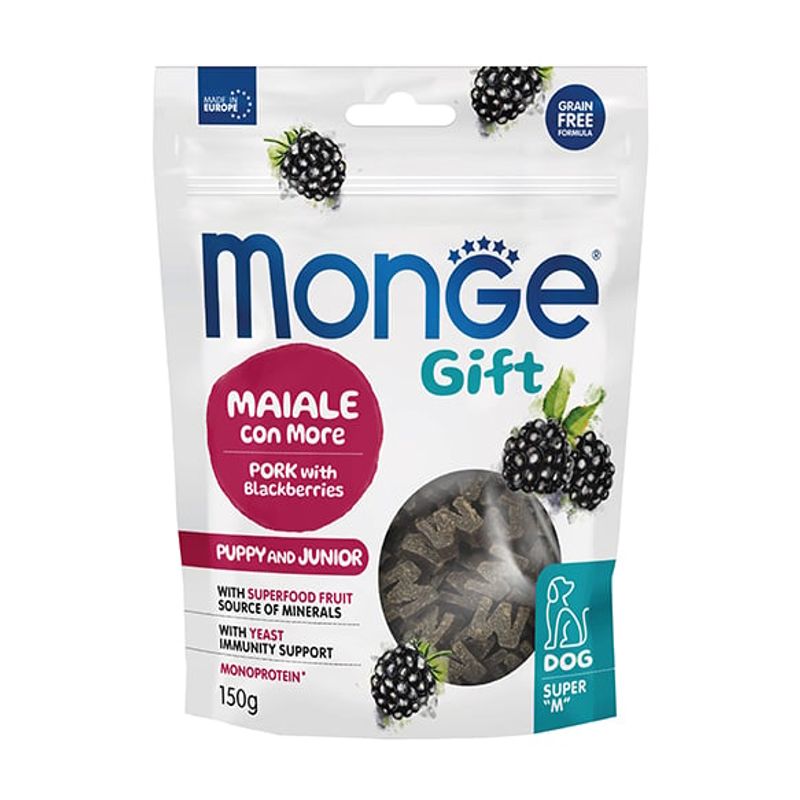 MONGE - Monge Gift Super M Puppy And Junior 150gr - Cerdo Y Moras
