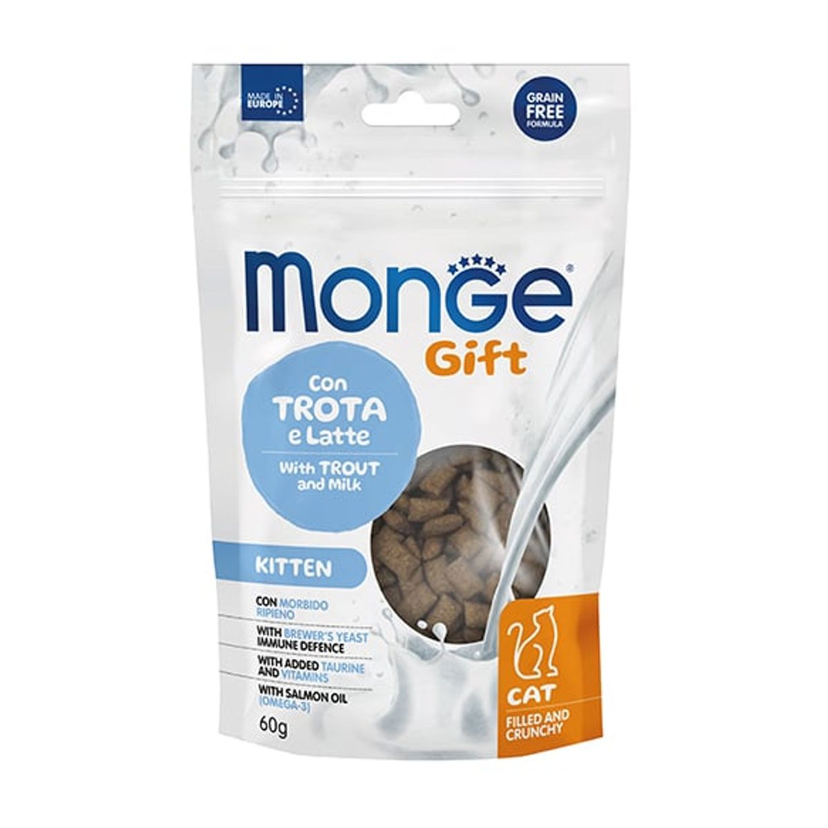 MONGE - Monge Gift Filled And Crunchy Kitten 60gr - Trucha Y Leche
