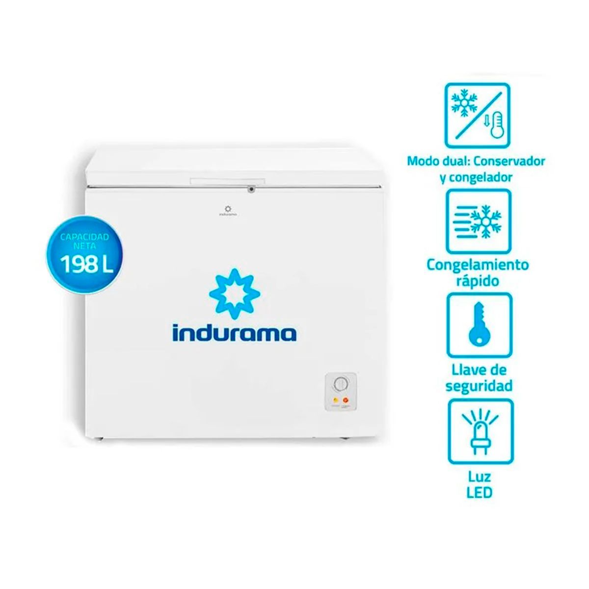 INDURAMA - Congeladora Indurama Dual 198 Litros CI-220BL - Blanco