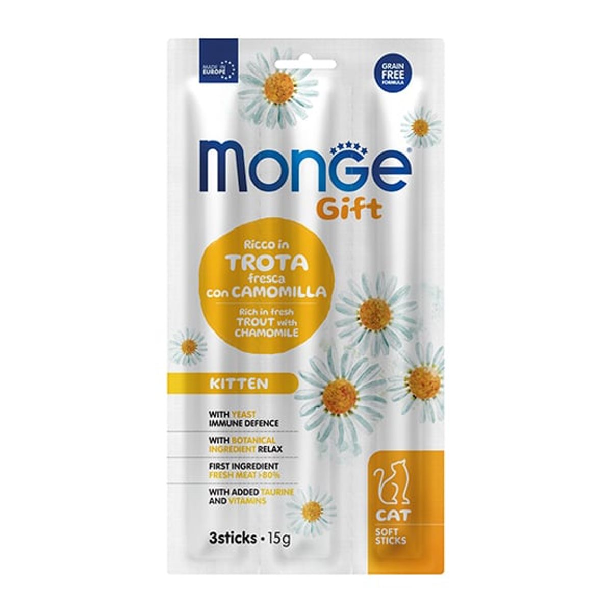 MONGE - Monge Soft Sticks Kitten X 3und - Trucha Y Manzanilla