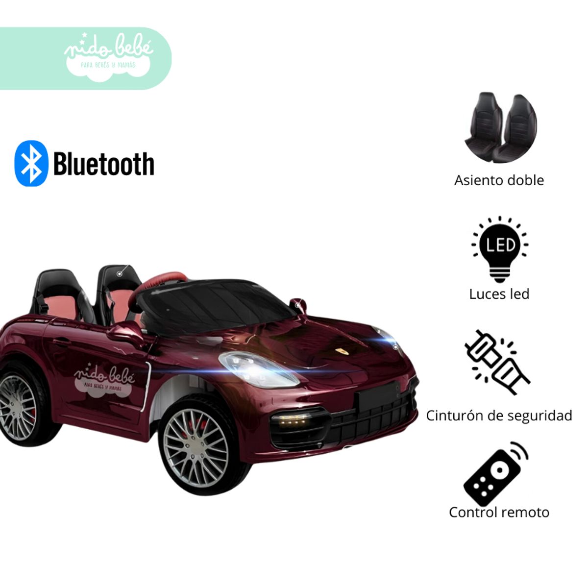 GENERICO - Carro a Batería modelo Porsche Borgoña