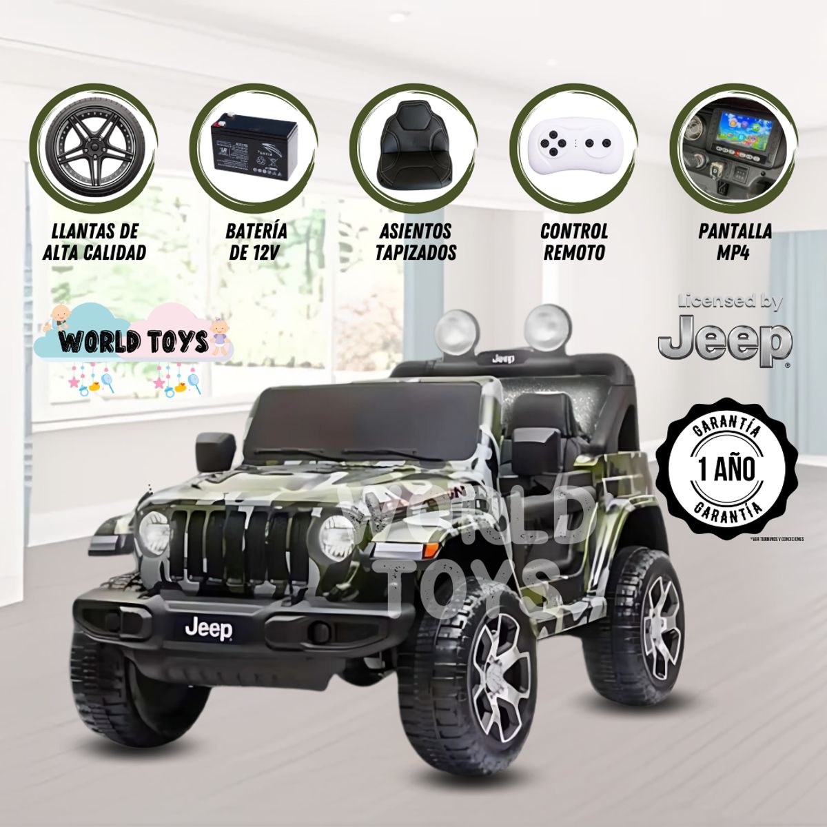 JEEP - Carro a Batería «JEEP RUBICON» Licenciado Green