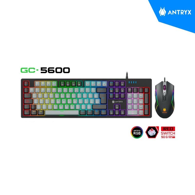 ANTRYX - KIT ANTRYX GAMING TECLADO MECANICO + MOUSE GC-5600 BLACK RED SWITCH