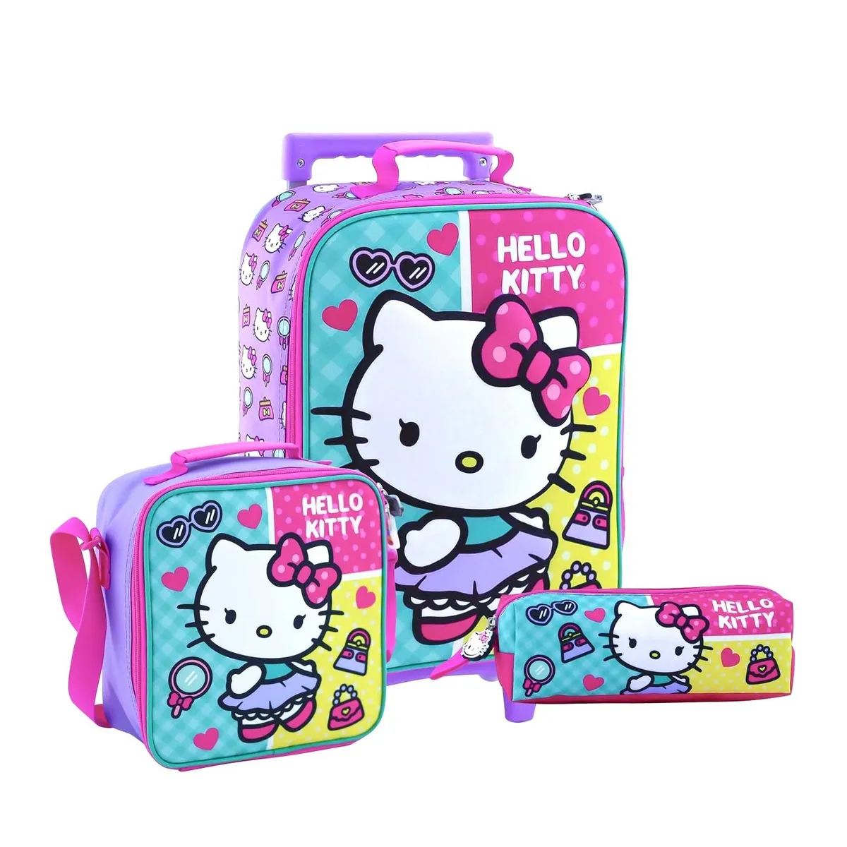 SCOOL - Set HELLO KITTY Maleta-Lonchera-Cartuchera A4 marca Scool
