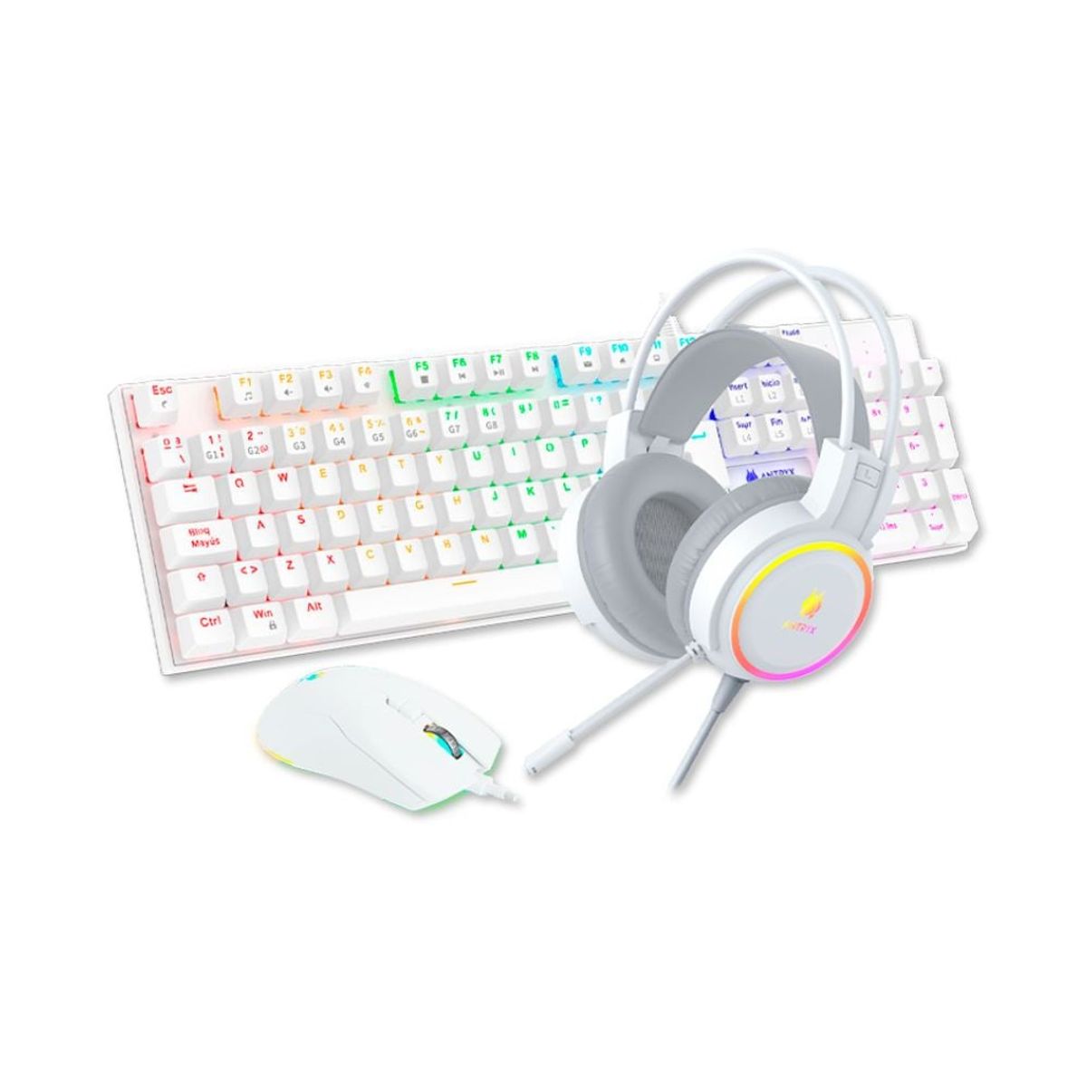 ANTRYX - KIT ANTRYX GAMING AUDIFONO+TECLADO+MOUSE GC-3100 X3 WHITE RED SWITCH