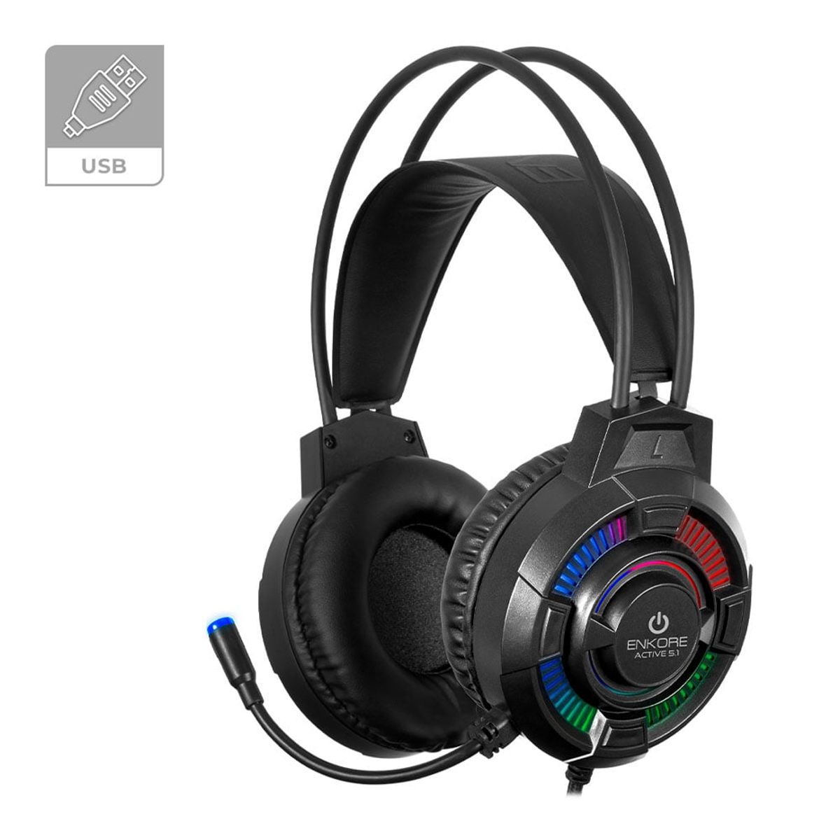 MICRONICS - ACTIVE 5.1 EKHG1004U AURICULAR GAMER USB RAINBOW C/MICRO ENKORE
