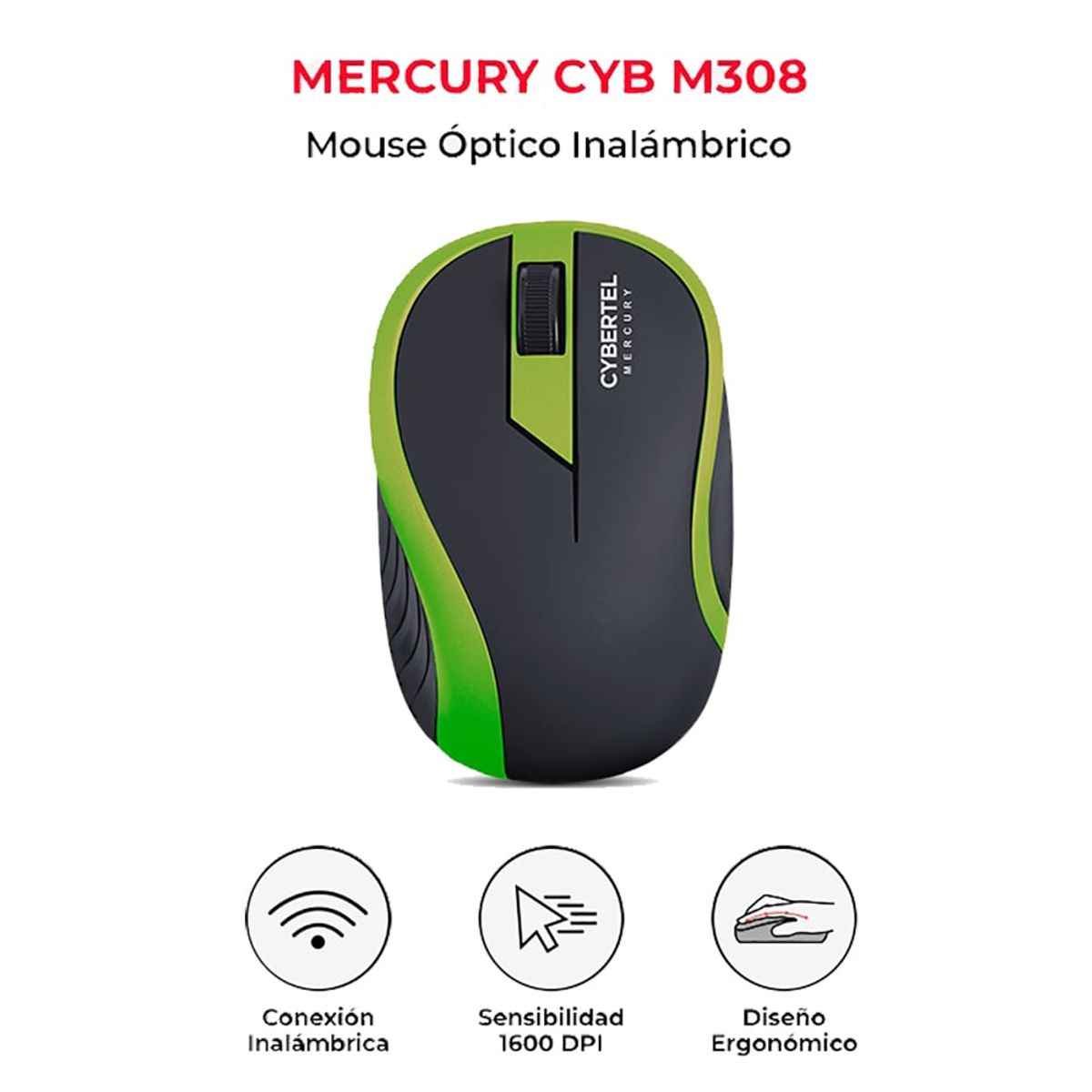 CYBERTEL - MOUSE INALAMBRICO 03 BOTONES 1600 DPI - CYBERTEL MERCURY