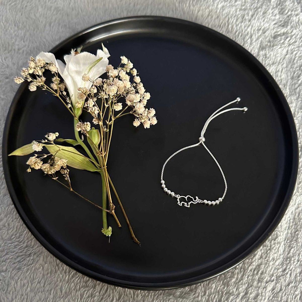 GENERICO - Pulsera regulable con dije de elefante en plata