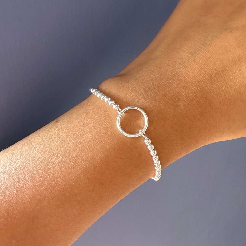 GENERICO - Pulsera regulable con dije círculo de la vida en plata