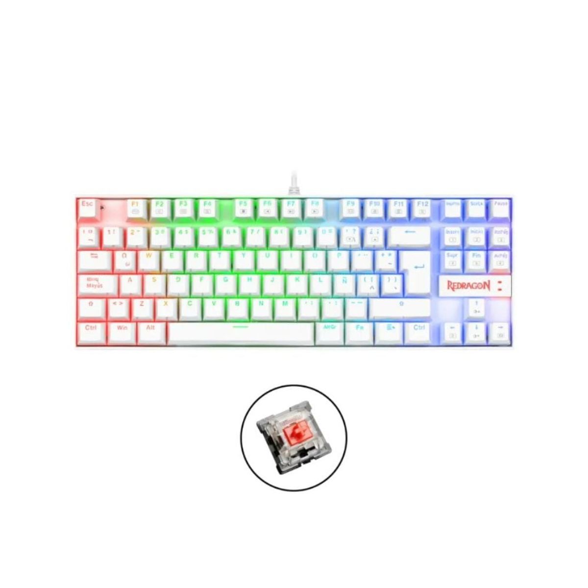 REDRAGON - Teclado KUMARA K552W-RGB-RD White Red Switch Español