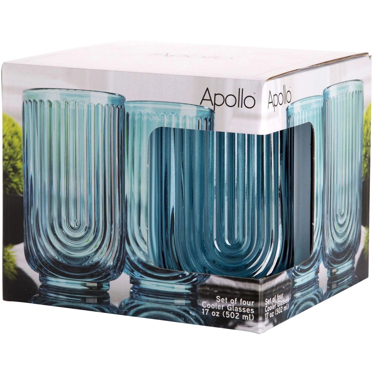 HOME ESSENTIALS - Set x 4 vasos Apollo 500ml azul