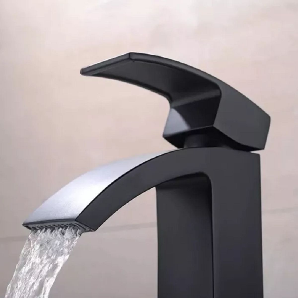 GENERICO - grifo mezcladora alta para ovalin con caida de agua tipo cascada acero black