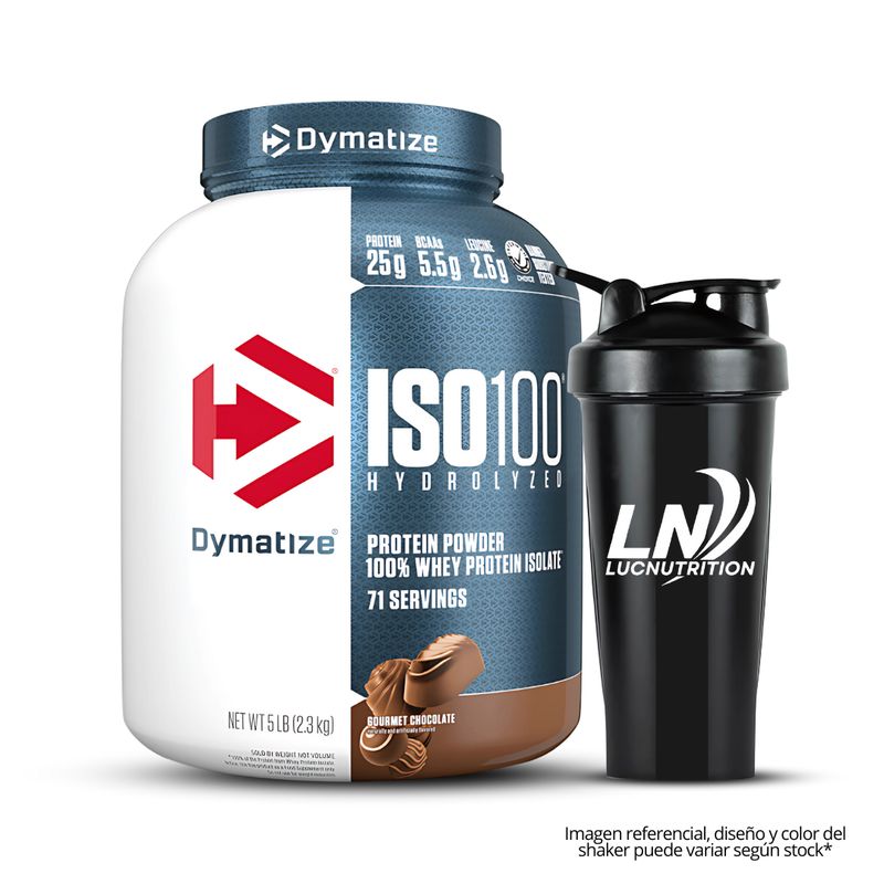 DYMATIZE - Iso 100 5 LB Hidrolizada Gourmet Chocolate + Shaker