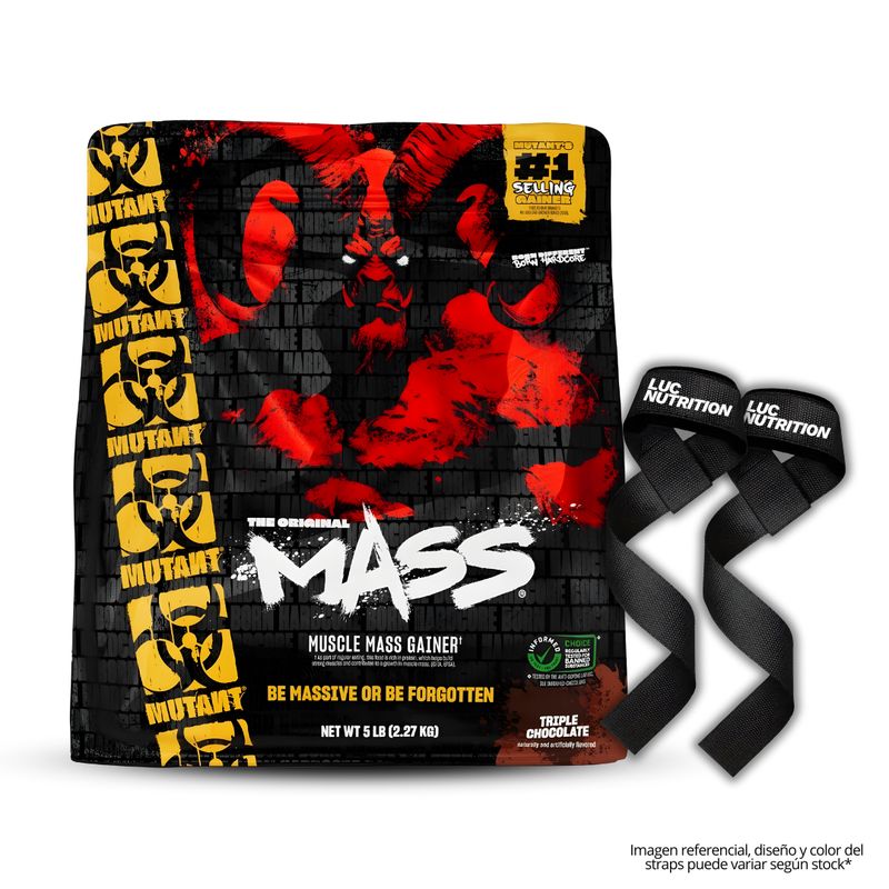 MUTANT - Mutant Mass 5 LB Mass Gainer Mutant - Triple chocolate + Straps