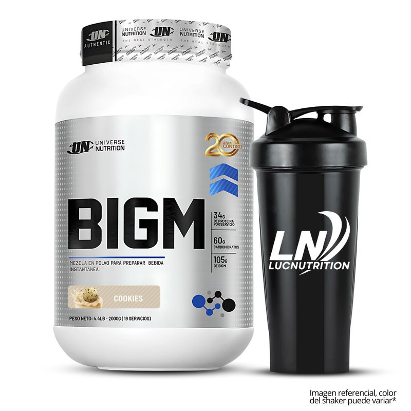UNIVERSE NUTRITION - Bigm 2 kg Ganador de masa - cookie and cream + Shaker