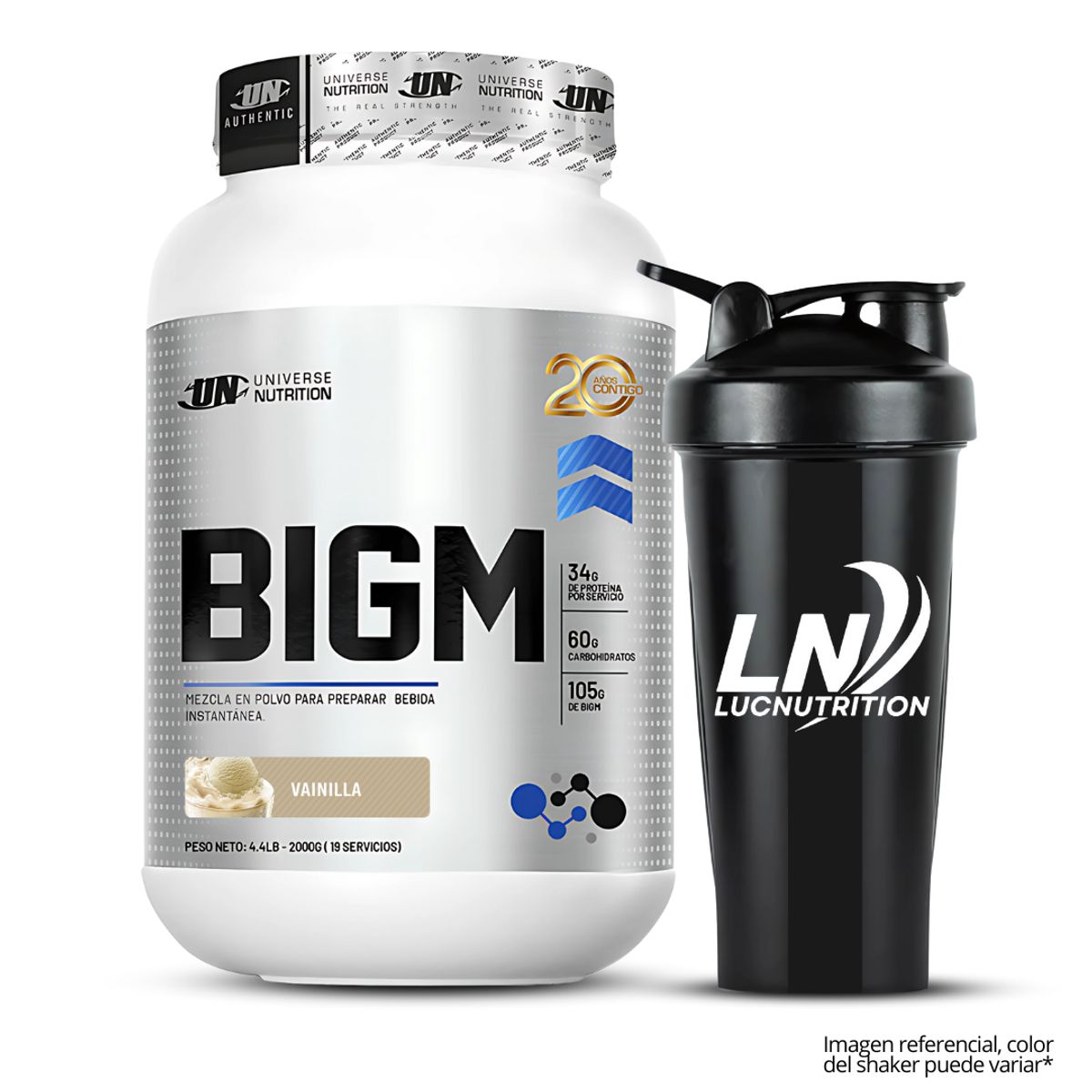 UNIVERSE NUTRITION - Bigm 2 kg Ganador de masa - Vainilla + Shaker