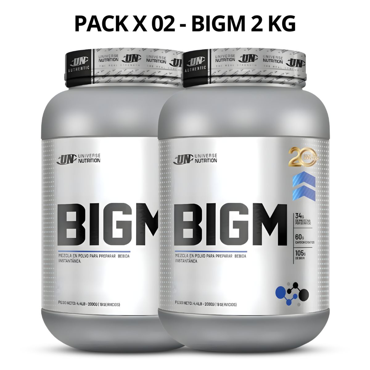 UNIVERSE NUTRITION - PACK X 02 - BIGM 2 kg Ganador de masa - Vainilla