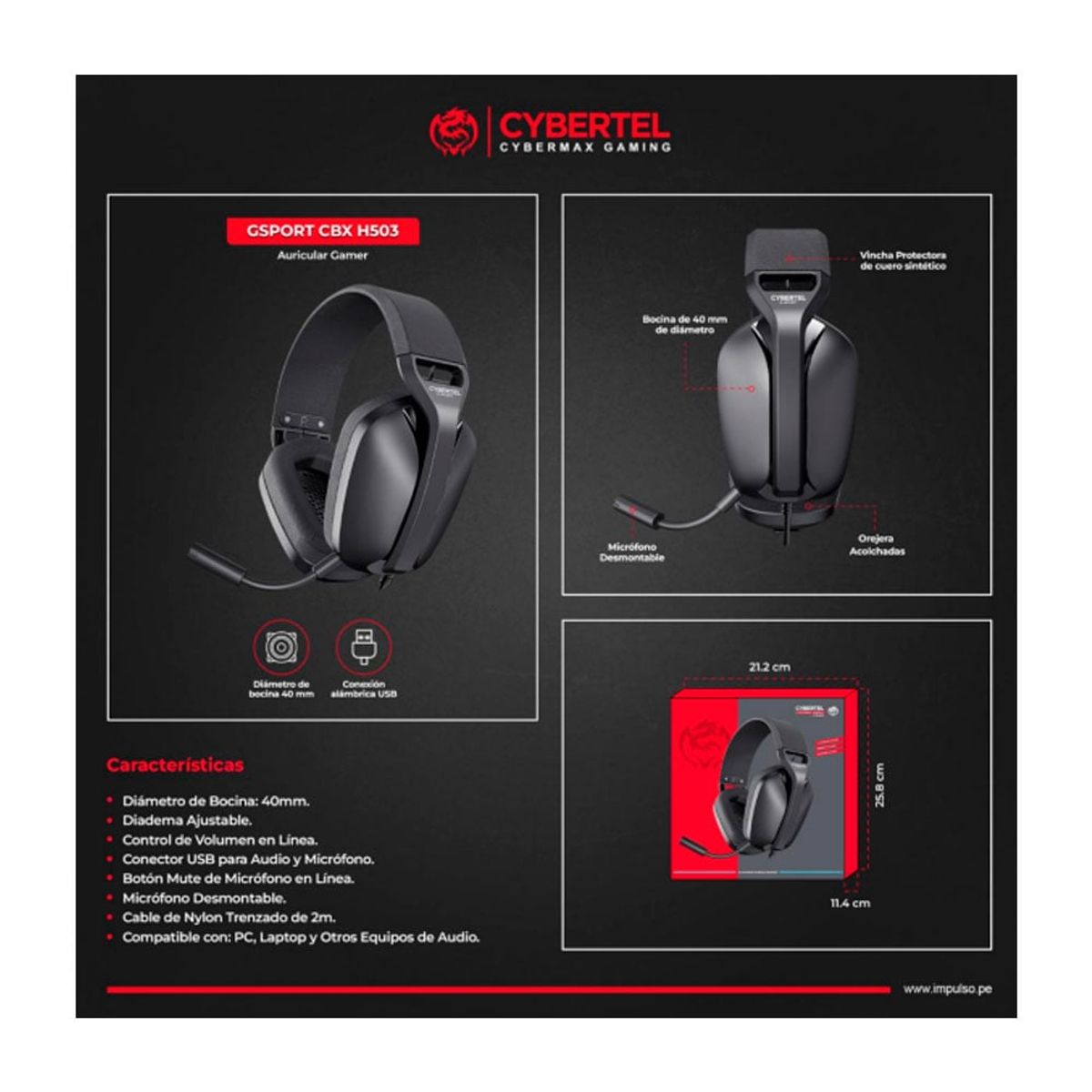 MICRONICS - G-SPORT CBX H503 AURICULAR GAMER USB CYBERTEL