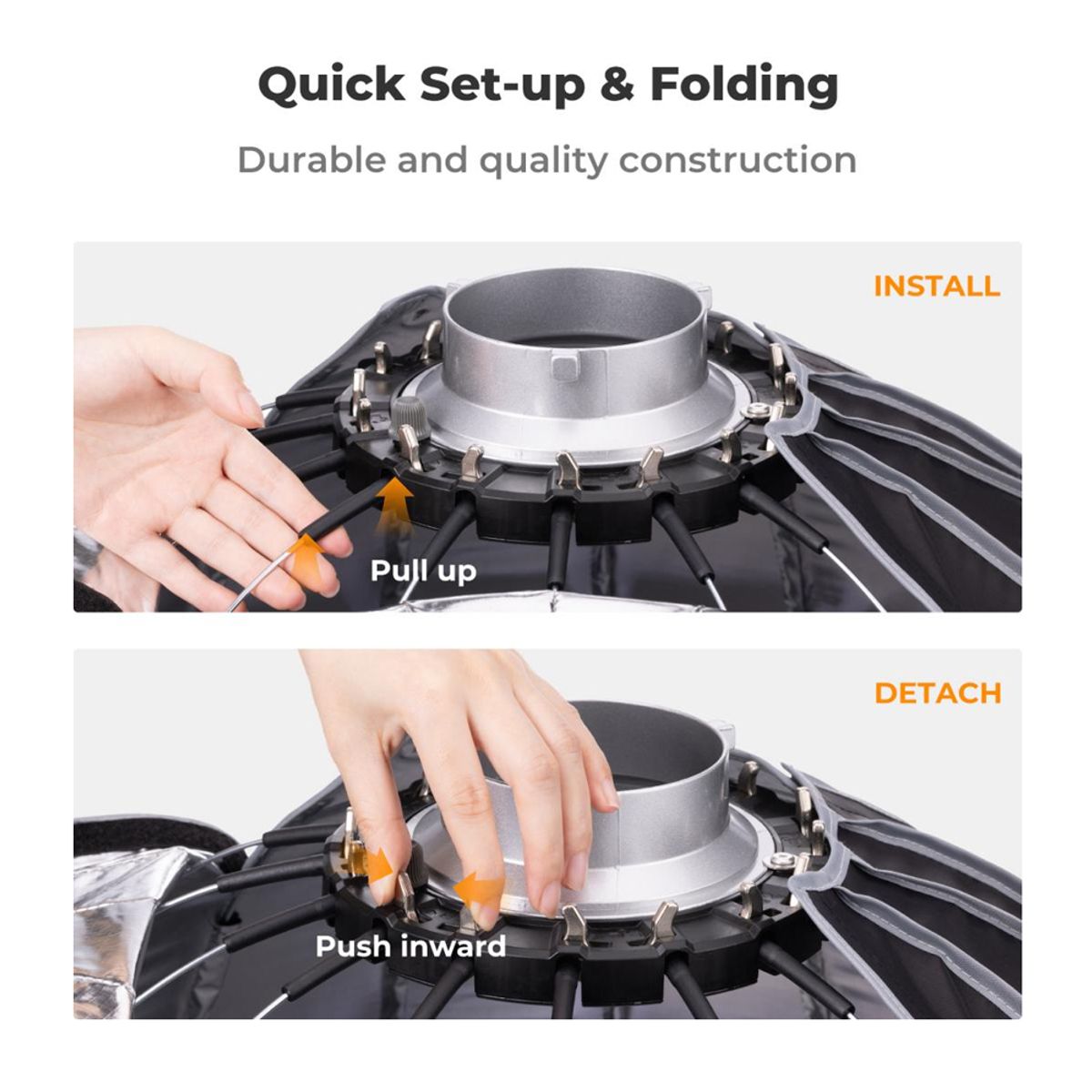 K&F CONCEPT - Sofbox Parabolico K&F Concept 120cm - Armado Rapido  KF18.0008v2