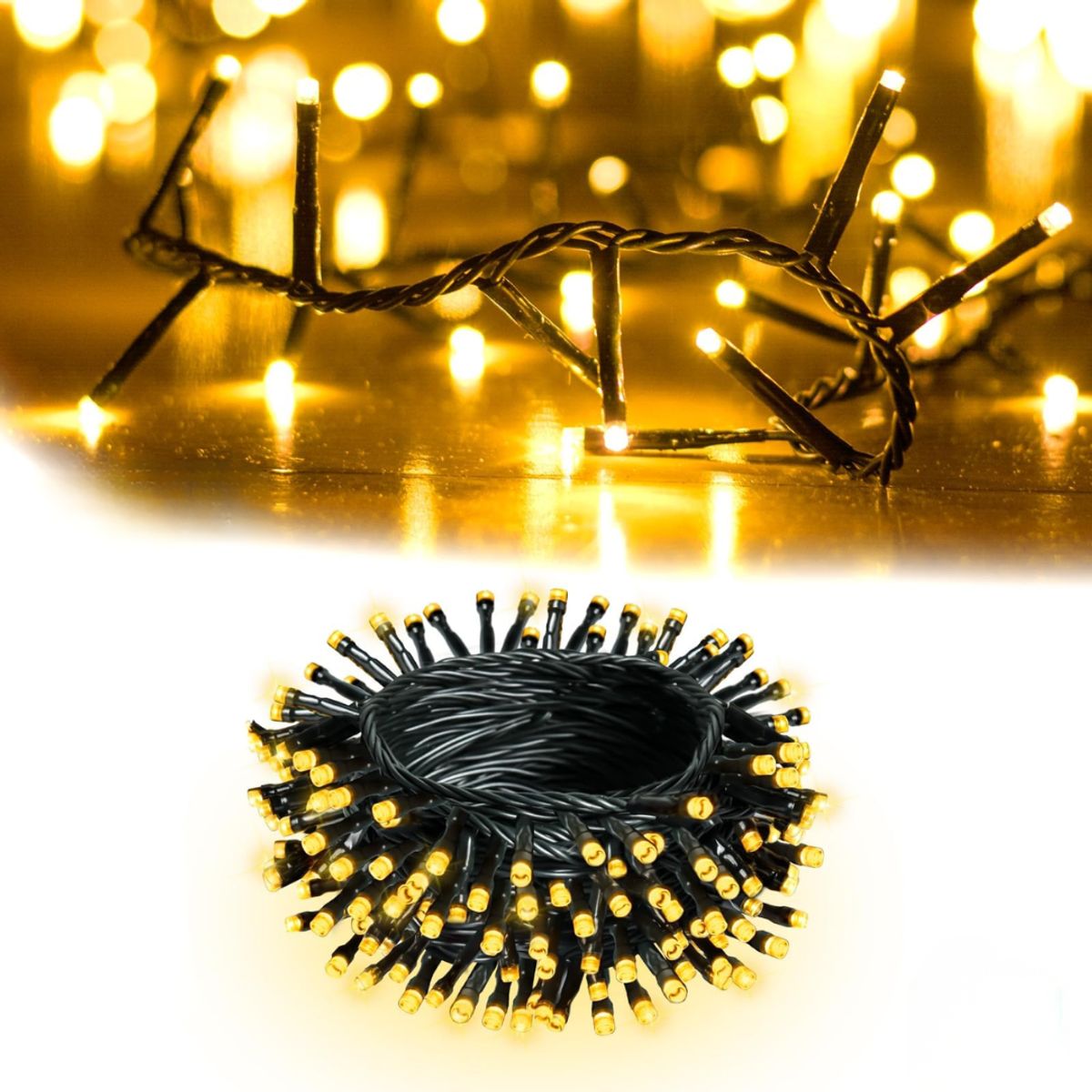 INSPIRA MARKET - Tira de 200 Luces LED Navideñas Cálidas