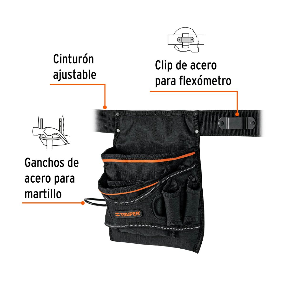 TRUPER - Canguro Portaherramientas con Cinturon Ajustable y Compartimientos