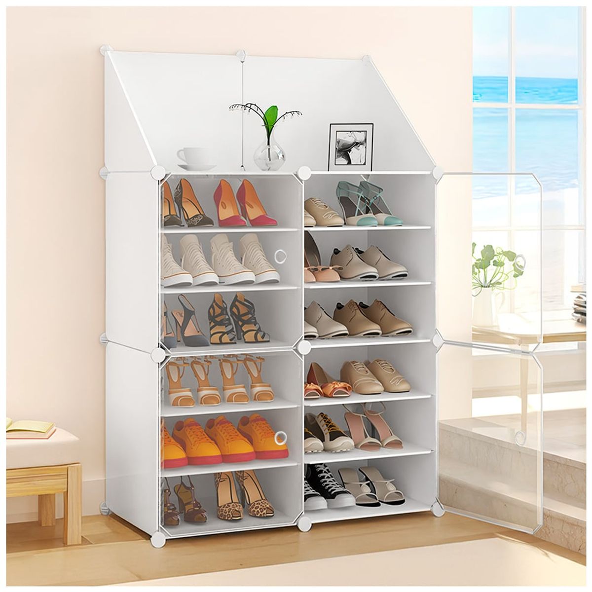 KELLER - Zapatera Organizador 2X6 Niveles Blanco