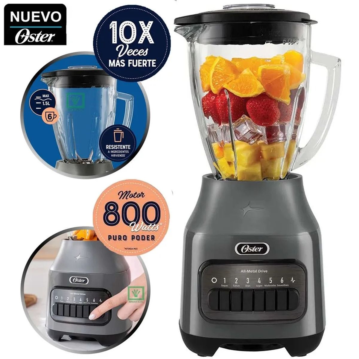 OSTER - Licuadora Oster BLSTPEG GPB 1.5L con 6 Velocidades