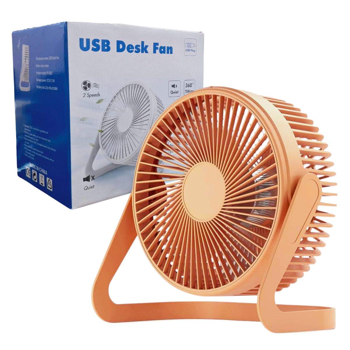 GENERICO - Ventilador de Escritorio Silencioso 24CM YR-S802 - Naranja