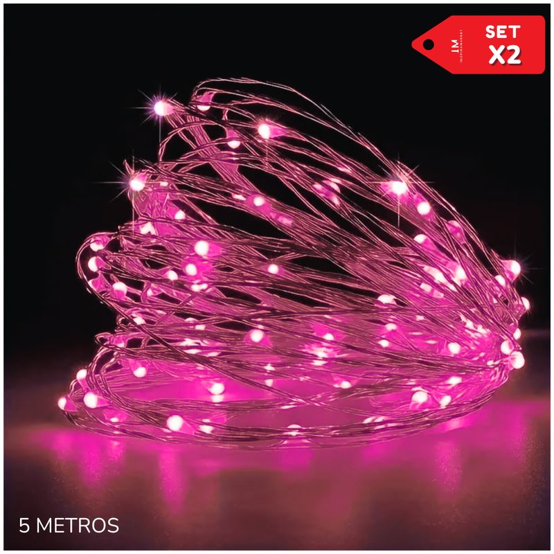 INSPIRA - Luces Cable Transparente Navidad Foquitos LED de 5 Metros Set x2