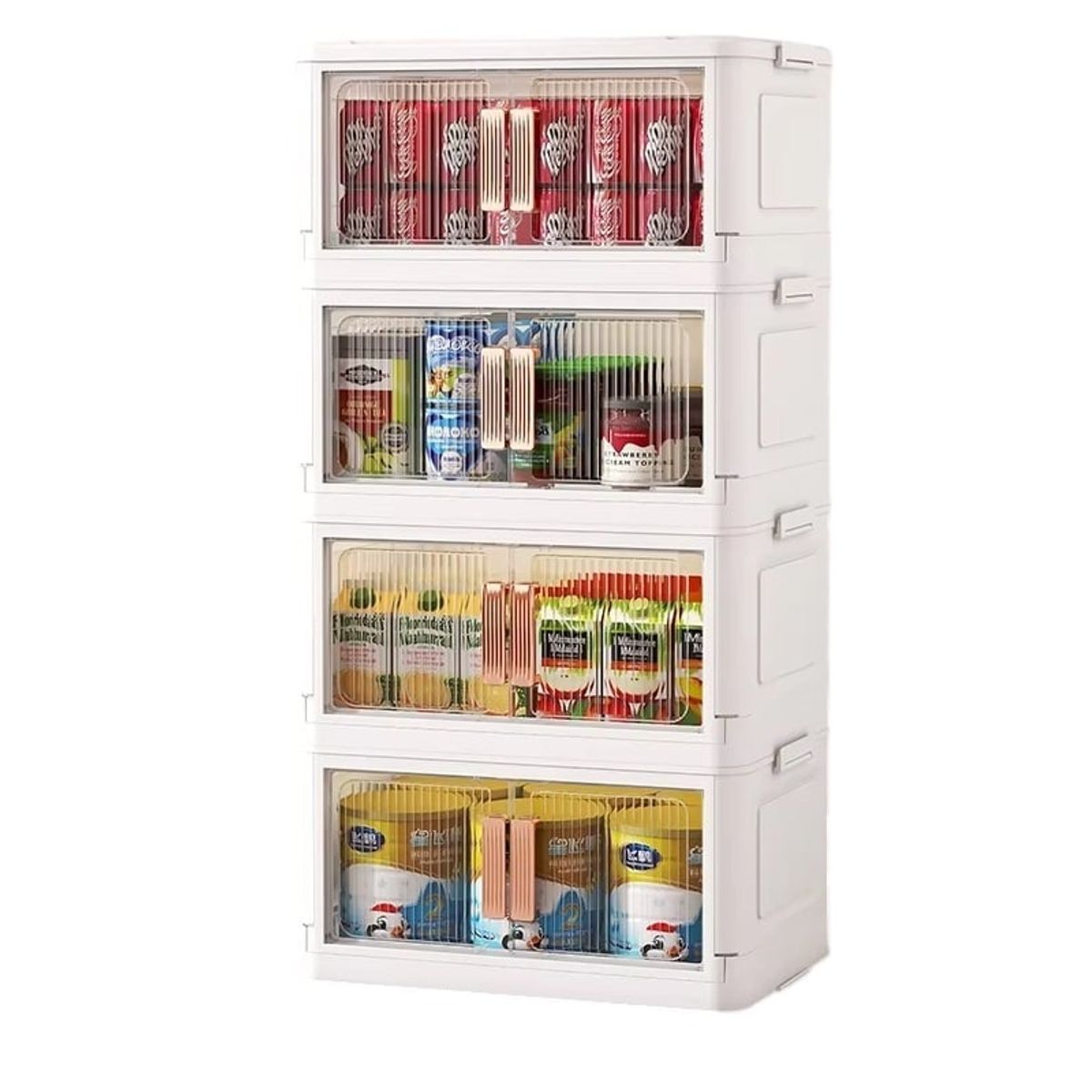 GENERICO - Organizador Modular Plegable de Plastico Gavetero Con Ruedas 4 Cuerpos