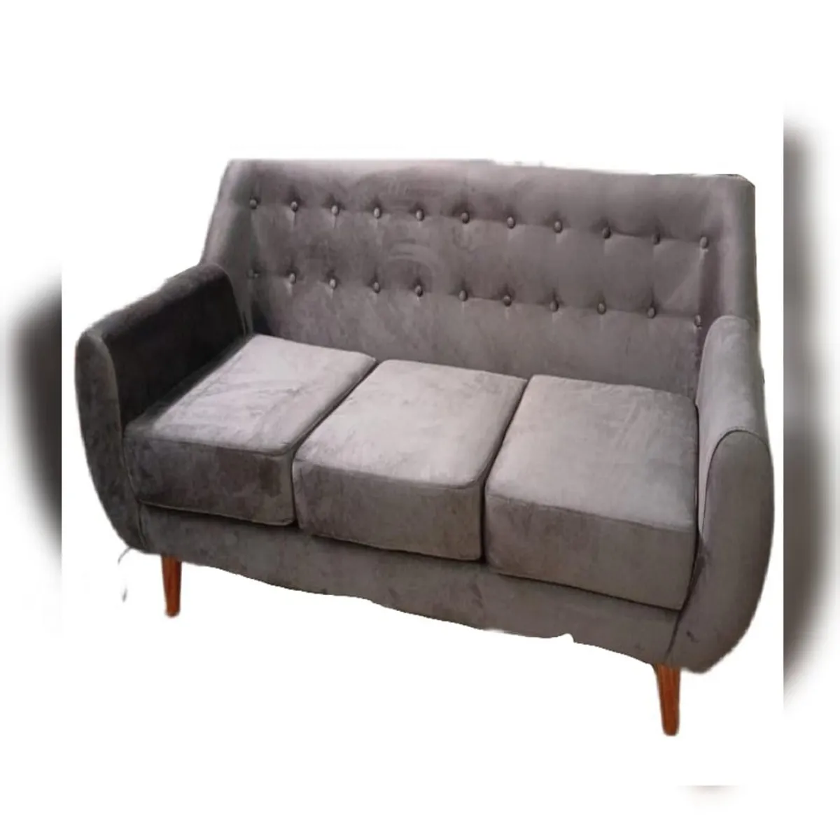 MOBILIARI - MP Oulet Sofá 3 asientos Vintage Terciopelo - Marrón