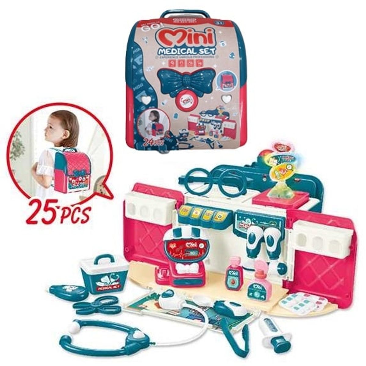 PEQUEÑAS TRAVESURAS - Juguete Maletin De Doctora - Set De 24 Piezas