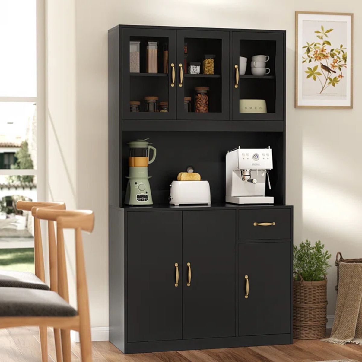 TU MESITA - Mueble de Cocina Moderno Kailin color Negro 6 puertas 1 cajón TU MESITA