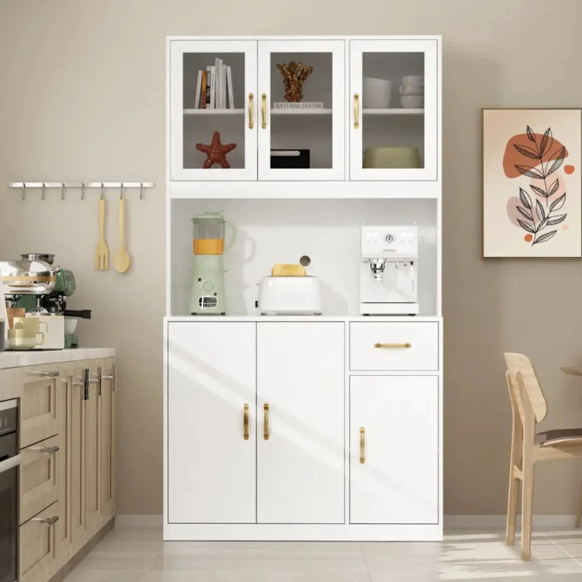 TU MESITA - Mueble de Cocina Moderno Kailin color Blanco 6 puertas 1 cajón TU MESITA