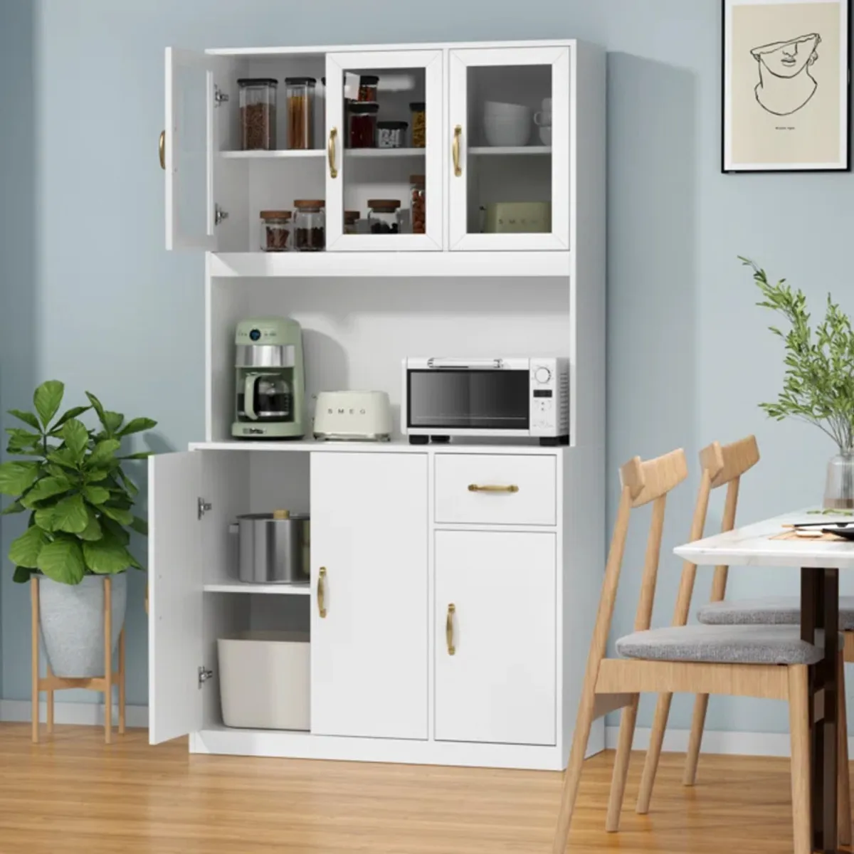 TU MESITA - Mueble de Cocina Moderno Kailin color Blanco 6 puertas 1 cajón TU MESITA