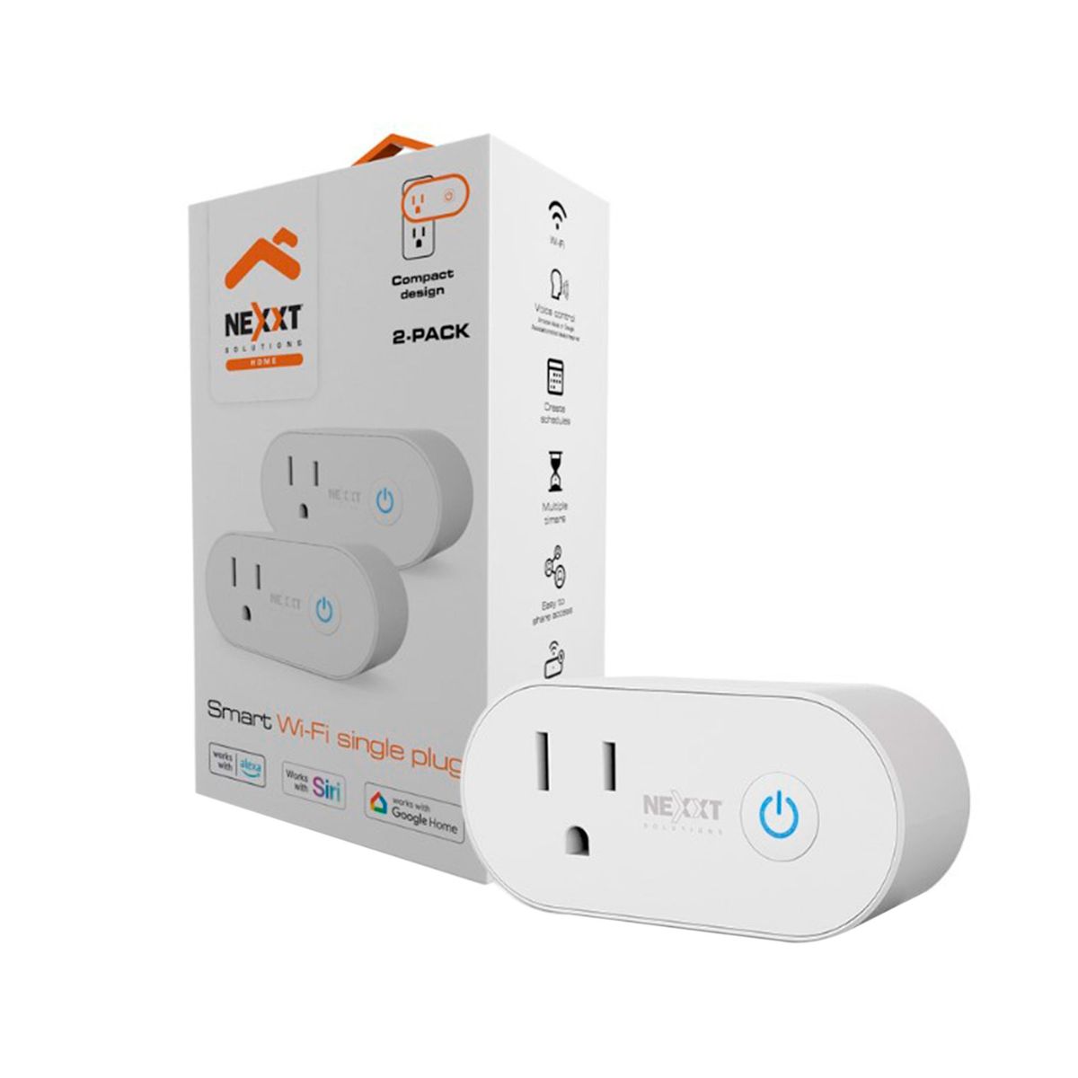 NEXXT SOLUTIONS - ENCHUFE INTELIGENTE NEXXT X2 CUENTA CON WI-FI PN NHP-S611 2PK