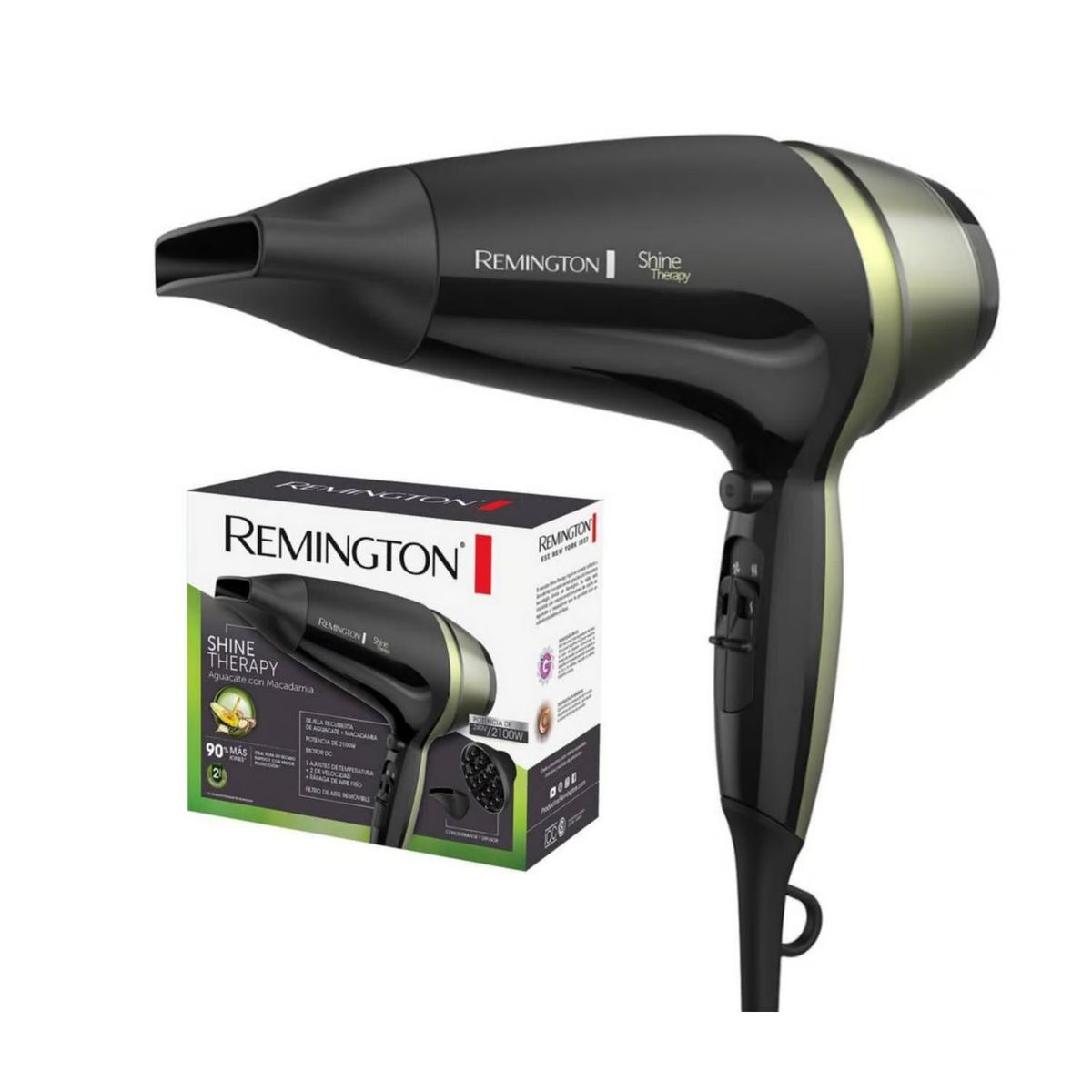 REMINGTON - Secador de Cabello Aguacate con Macadamia D13A  2100W