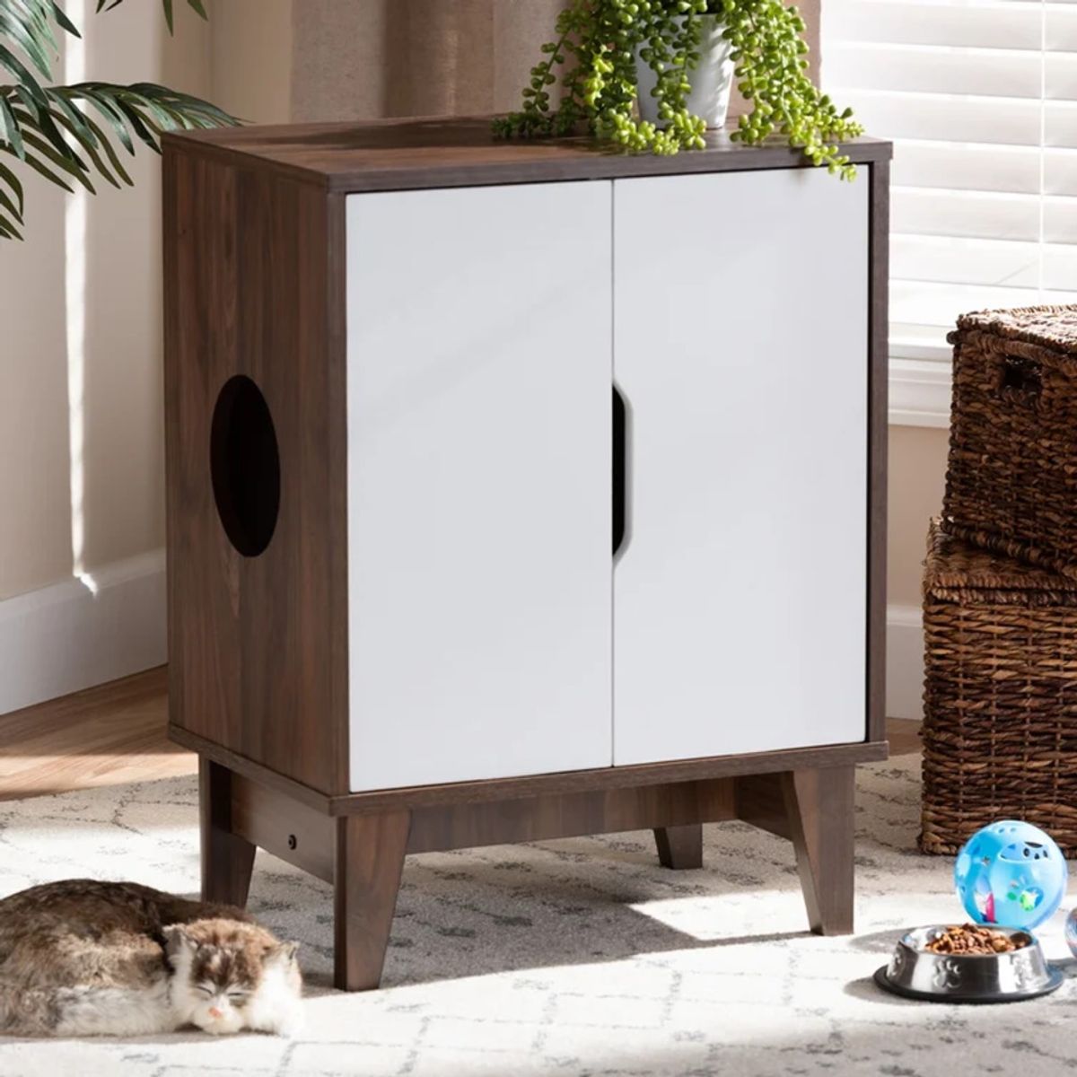 TU MESITA - Mueble Moderno para gatos Tomy 2 BlancoMarrón TU MESITA