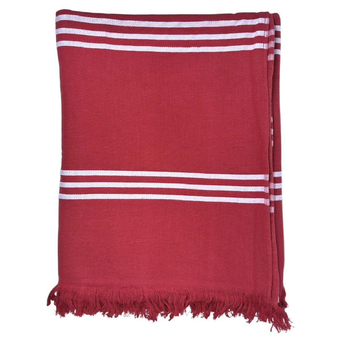 MAGE DISTRIBUTION - Toalla de Playa Turca Rojo con Líneas Blancas 90cm x 180cm