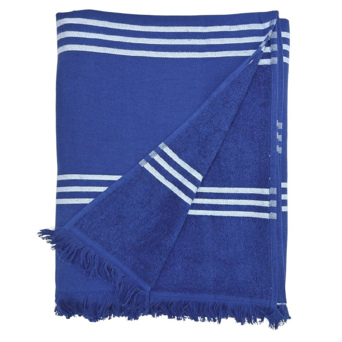 MAGE DISTRIBUTION - Toalla de Playa Turca Azúl con Líneas Blancas 90cm x 180cm